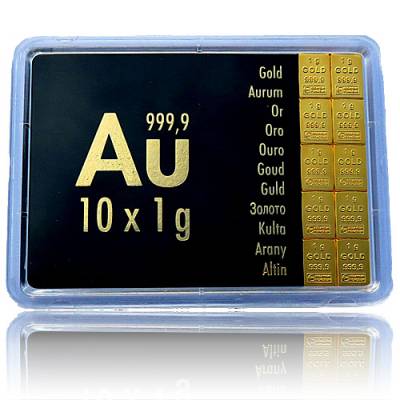 10 x 1 gramm Gold - Tafelbarren