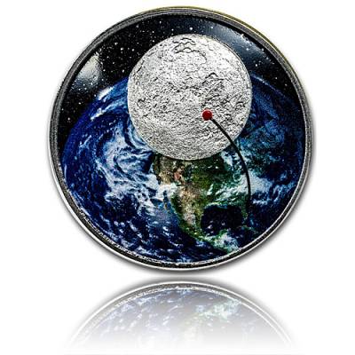 1oz Silbermünze 50 Jahre Mondlandung PP gewölbt (2019)
