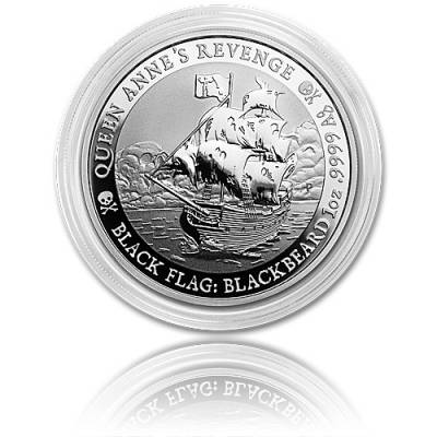 1 oz Silbermünze Tuvalu Piratenschiff 1.Ausgabe Queen Annes Revenge 2019
