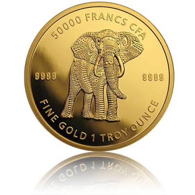 1 oz Goldmünze Afrika Tchad Mandala Elefant 2019 3. Motiv