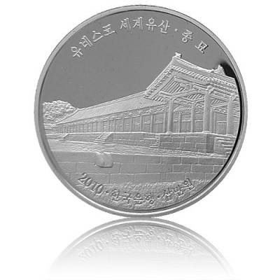 Silbermünze Korea Unesco World Heritage Polierte Platte 2010 in F15 Kapsel