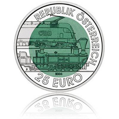 Silbermünze 25 Euro Niob Faszination Technik - 150 Jahre Semmeringbahn Österreich 2004