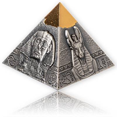5 oz Silber-vergoldet Pyramide of Khafre 3D-Antik Finish 2021