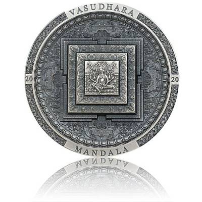 3 oz Silbermünze Vasudhara Mandala Archeology Symbolism - Antik Finish (2020)