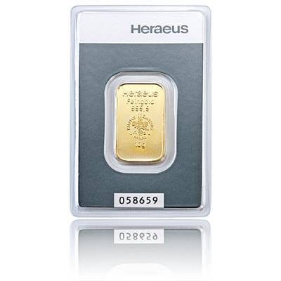 10 gramm Heraeus - Goldbarren 999,9/1000