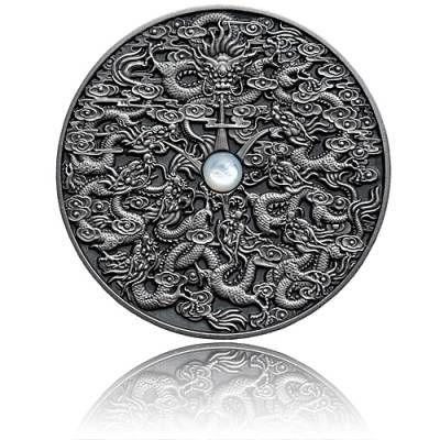 Silbermünze 2 oz Nine Dragons Chinesische Legenden High Relief Antik Finish 2020