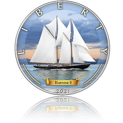 Silbermünze Zeitalter der Segel Bluenose II 4. Ausgabe 2021