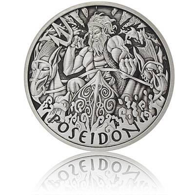 Silbermünze 1 oz Gods of Olympus Poseidon Antik Finish 2021