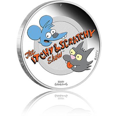 Silbermünze 1 oz The Simpsons Itchy & Scratchy PP farbig 2021