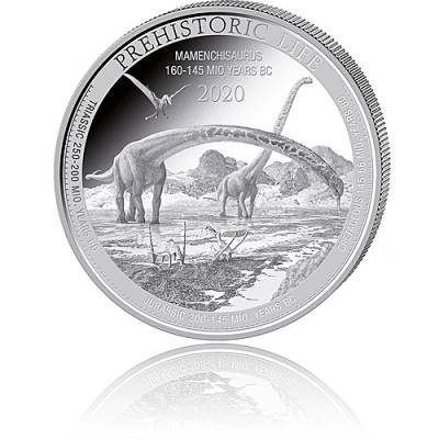 1 Unze Silbermünze Prehistoric Life Mamenchisaurus 2020