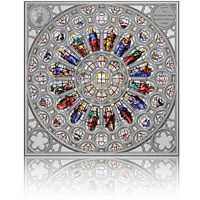 Silbermünze 150 gramm Rose Window Fenster der Westminster Abbey 2021