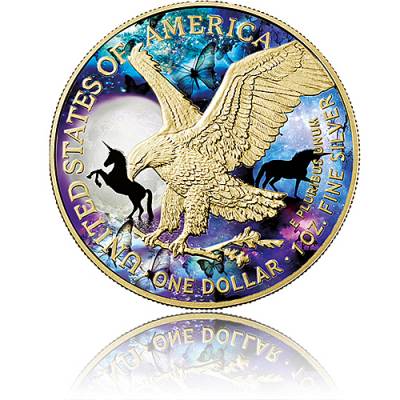 Silbermünze 1 oz American Eagle Spirit Animals - Art Color Collection - Einhorn 2021