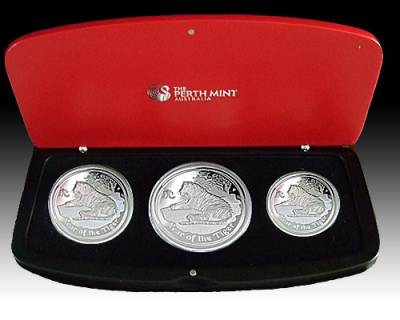 Australien Lunar Tiger  3-Coin Set Silber (2010)