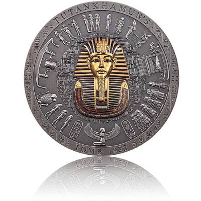 Silbermünze 3 oz Grab des Tutanchamun Archeology Symbolism Antik farbig 2022