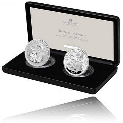 Silberset 2 x 1 oz Tudor Beasts Seymour Panther Proof & Reverse Proof 2022