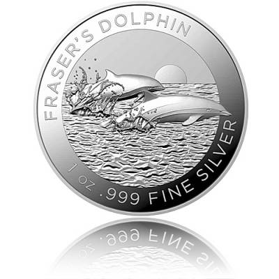 1 Unze Silbermünze Frasers Dolphin High Relief PP 2021