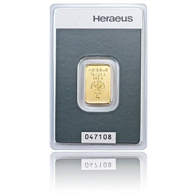 5 gramm Heraeus - Goldbarren 999,9/1000