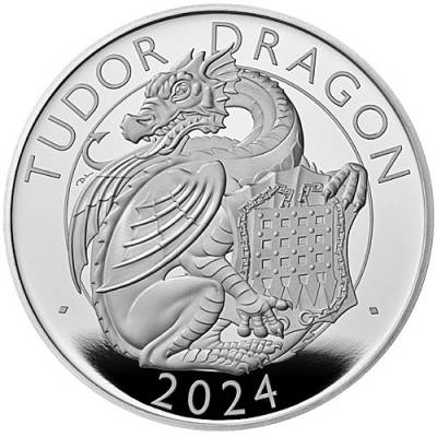 Silbermünze 5 oz Tudor Beasts Dragon Polierte Platte 2024