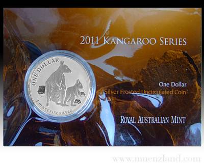 Blister Austral. Känguru 1 Unze 999/1000 Silber 2011
