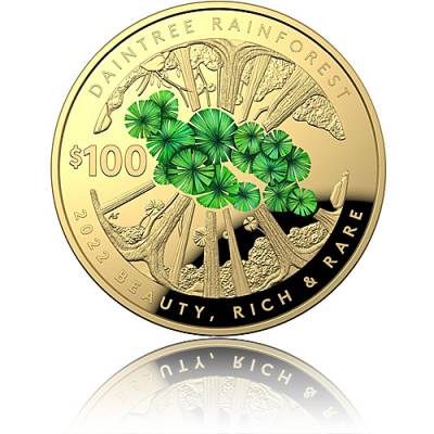 Goldmünze 1 oz Great Daintree Regenwald - Beauty, Rich & Rare Gewölbt 2022
