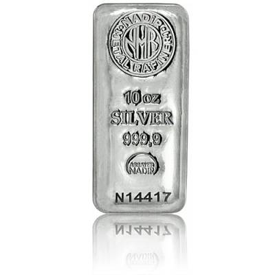 Silberbarren 10 Unzen Nadir Metal Rafineri