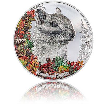 Silbermünze 1 oz Woodland Spirit Sibirisches Streifenhörnchen 2023