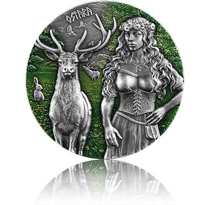 2 Unzen Silber Walküre Ostara Antik Finish High Relief Germania Mint 2023