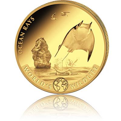 1 Unze Goldmünze Kongo World´s Wildlife Rochen - 2023