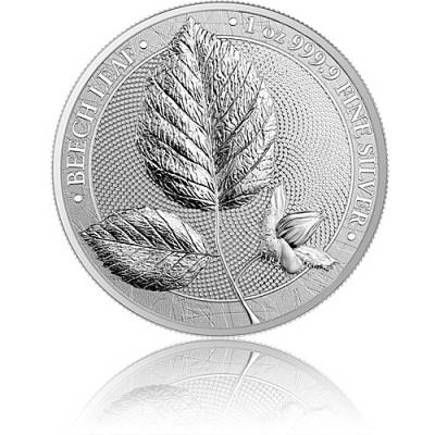 1 Unze Silber Beech Leaf - Buche Germania Mint 5 Mark 2023