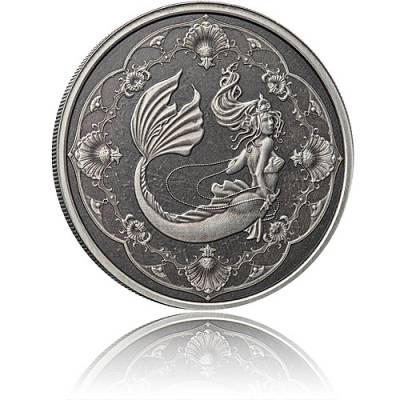 1 Unze Silbermünze Mermaid Rising Antik Finish 2022