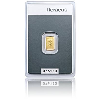 1 gramm Heraeus - Goldbarren 999,9/1000