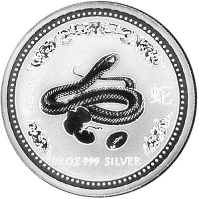 Silbermünzen 1/2 oz Australien Lunar I Schlange 2001