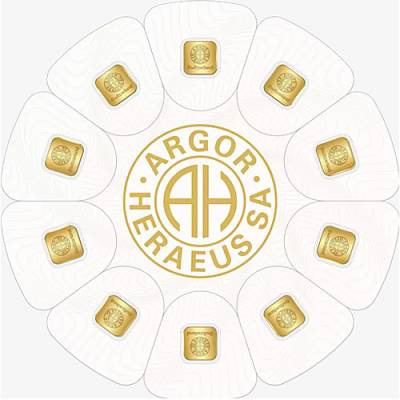 10 x 1 gramm Goldbarren 999,9/1000 Argor-Heraeus GoldSeed