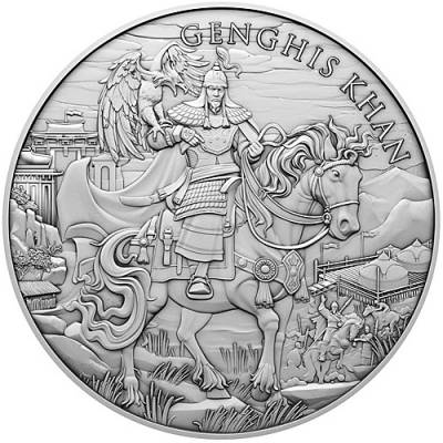 Silber Round 1 oz Legendary Warriors Dschingis Khan
