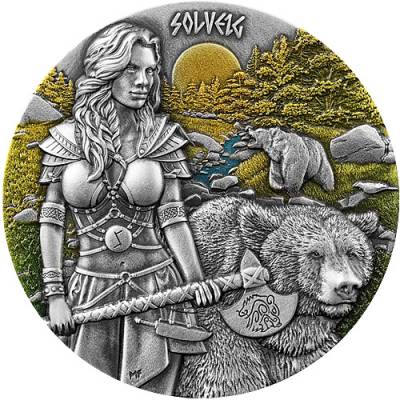 2 Unzen Silber Walküre Solveig Antik Finish High Relief Germania Mint 2024