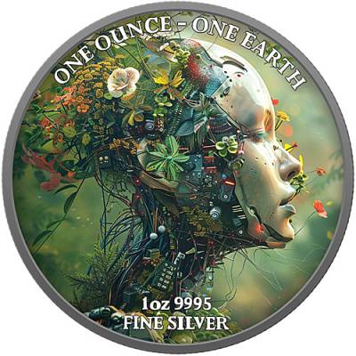 Silbermünze 1 oz Earth Artificial Intelligence II Mindful Miss - Künstliche Intelligenz