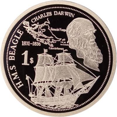 Silbermünze HMS Beagle - Charles Darwin 2009