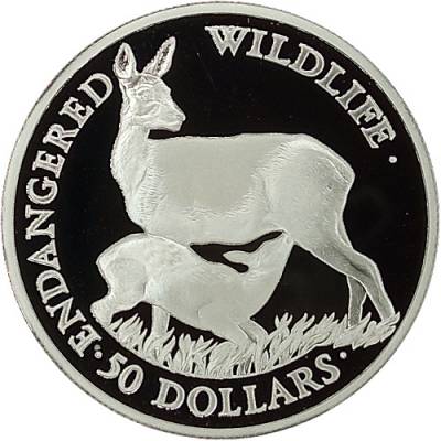Silbermünze Endangered Wildlife Reh Polierte Platte 1991