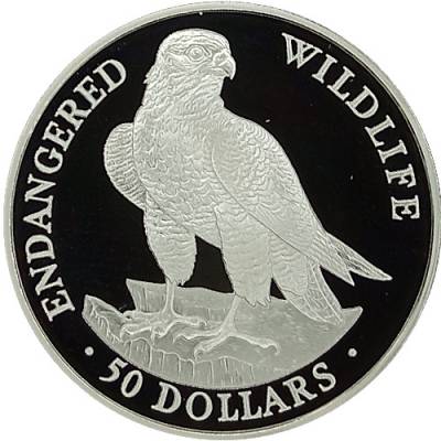 Silbermünze Endangered Wildlife Falke Polierte Platte 1991