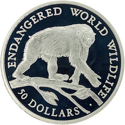 Silbermünze Endangered Wildlife Schimpanse Polierte Platte 1990