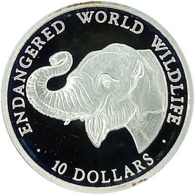 Silbermünze Endangered Wildlife Elefant Polierte Platte 1990