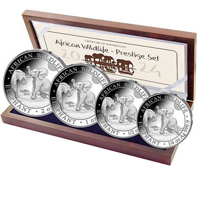 Silbermünzen African Wildlife Elefant Prestige Set 4 Münzen 2024