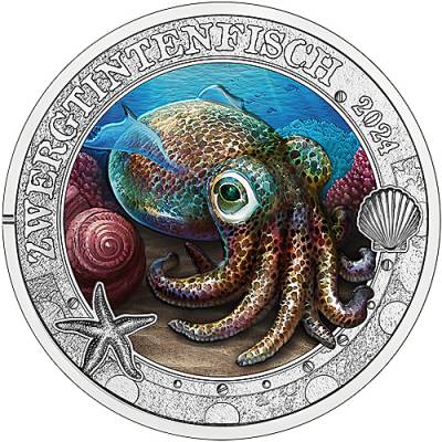 3 Euro Leuchtende Meereswelten Zwergtintenfisch 2024