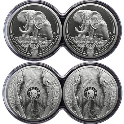 Silbermünze 2 x 1 oz Big Five III Elefant Doppelkapsel 2024