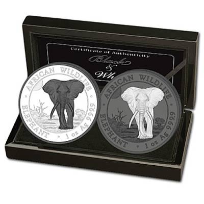 Silbermünzen - Satz Somalia Elefant Black & White 2025