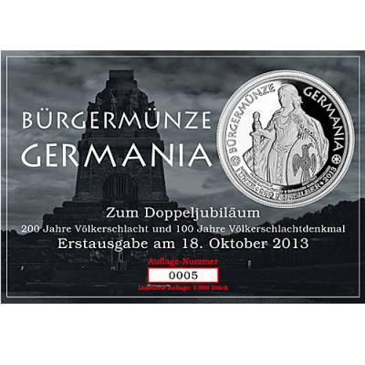 1 Unze Silber Deutschland Bürgermünze Germania Blister 2013