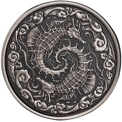 1 Unze Silbermünze Samoa Seepferd Antik Finish 2024