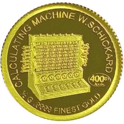 Goldmünze 1/2 gramm Rechenmaschine Wilhelm Schickard 2023