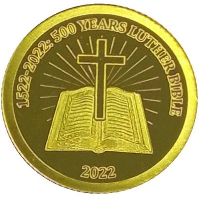 Goldmünze 1/2 gramm 500 Jahre Luther Bibel 2022