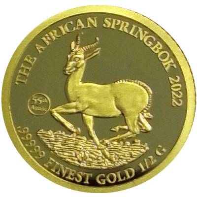 Goldmünze 1/2 gramm Springbock 2022